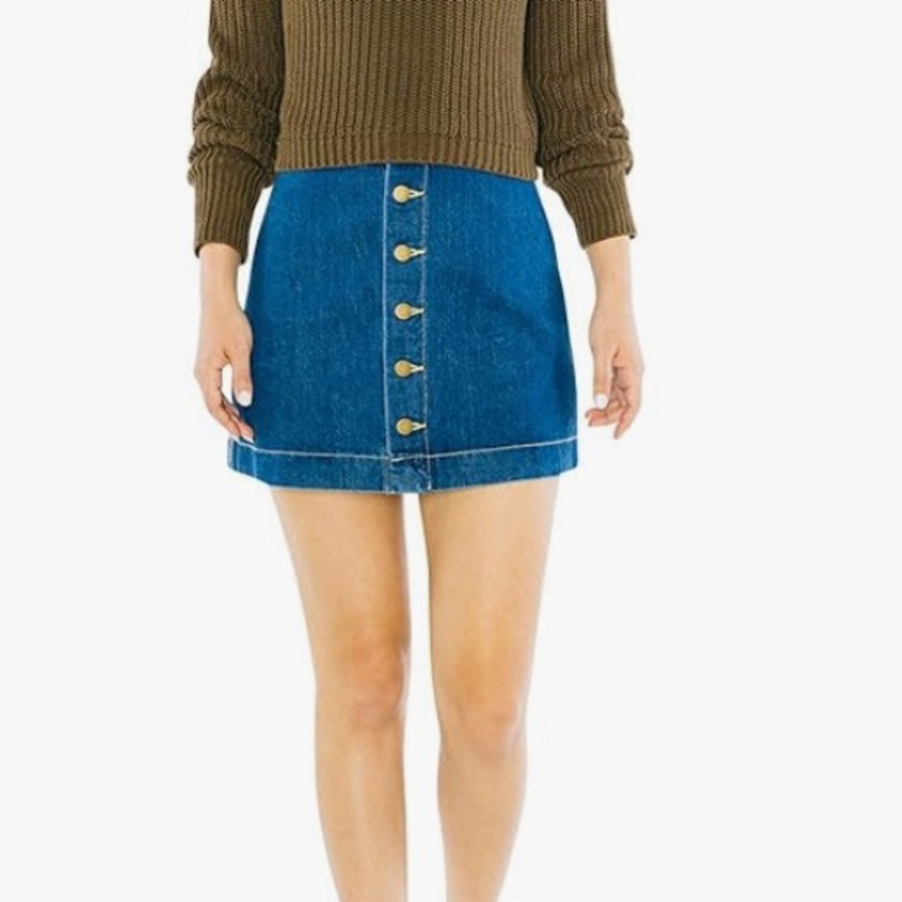 American Apparel Denim Button Down Mini Skirt, Medium NWOT